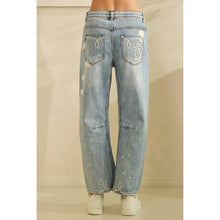 Denim Floral Embroidered Distressed Oli+Hali Jeans