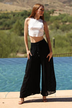 Black Lace Sides Wide Leg Pants