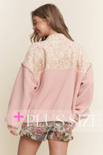 Baby Pink Teddy Sherpa Floral Mixed Fabric Jacket