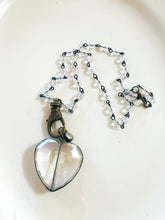 Soldered Glass Heart Clear Crystal Beaded Chain Necklace