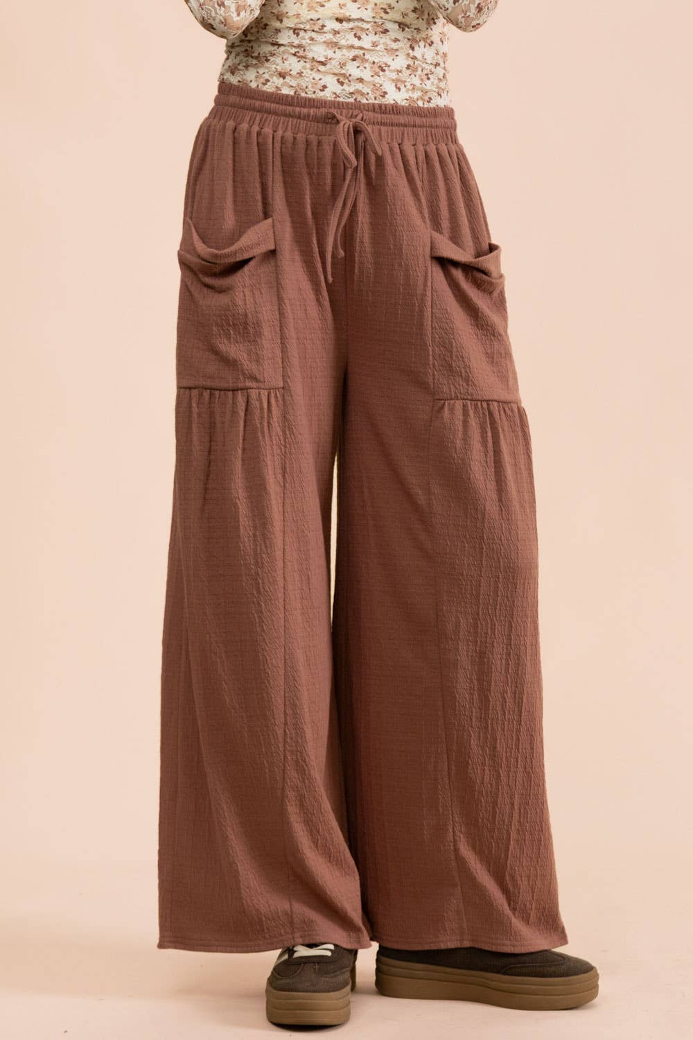 Brick Wide Leg Comfy Knit Pants