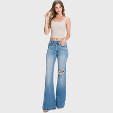 Medium Distressed Super High Rise 70's  Flare Jeans
