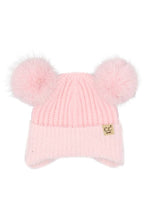 C.C Baby Fur Earflap Pompom Beanie: Beige