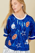 Blue Game Day Sequin Top