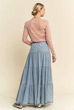 Denim Button Front Ruffle Hem Maxi Dave Dani Skirt