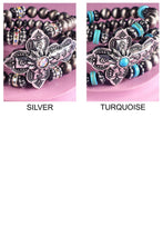 Silver Navajo Pearl & Cross Stretch Bracelet