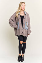 DISTRESSED RIBBED KNIT SWEATER CARDIGAN - CESW4149: MOCHA(BEIGE) / ONESIZE(6)
