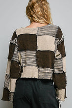 Black Round Neck Unique Patchwork Panels Cropped POL Top