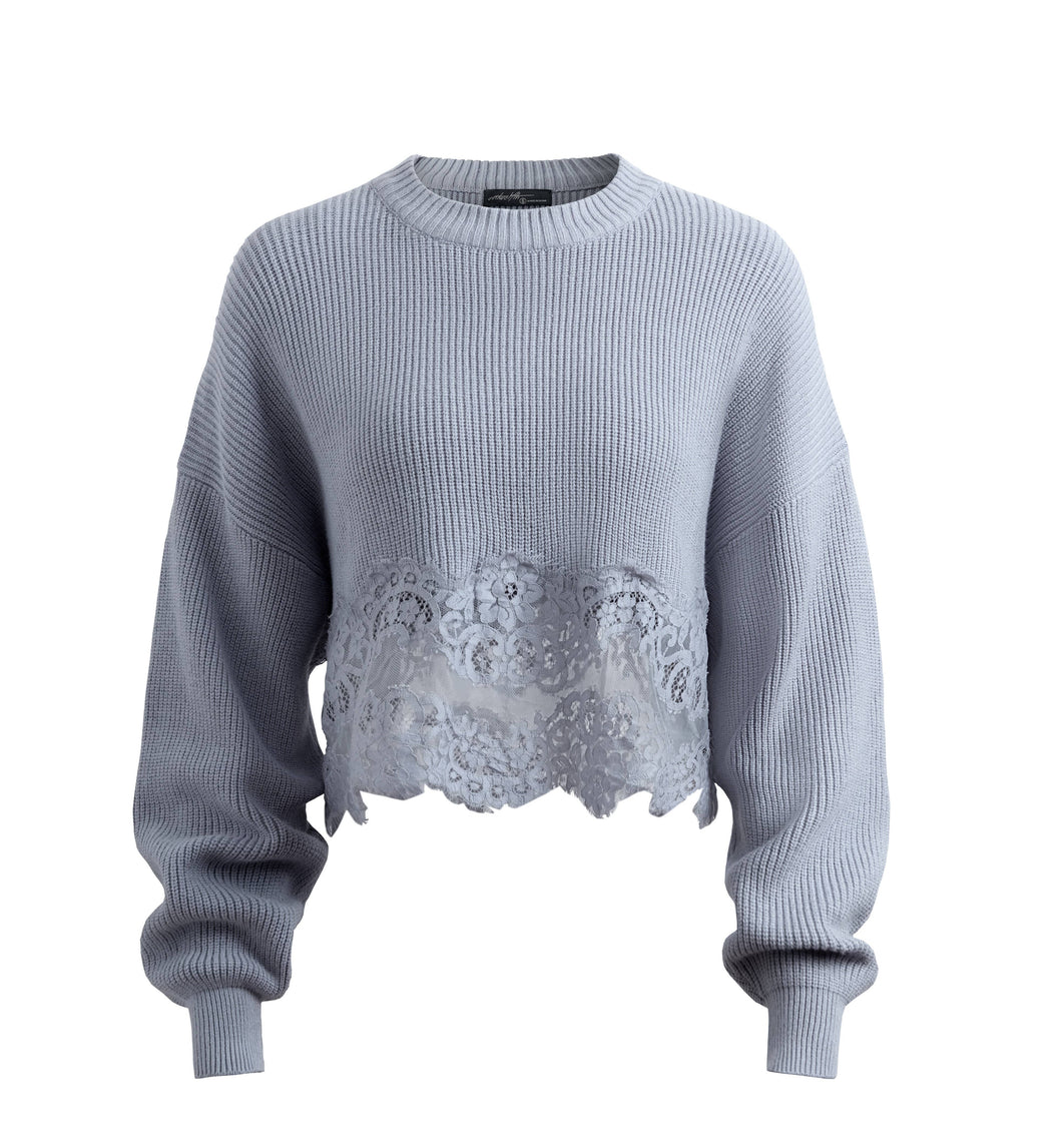 Slate Grey Long Sleeve Hem Sweater