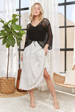 Black Front Drawstring Crochet Top