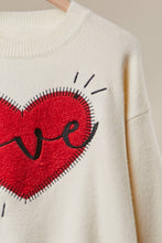 Cream Heart “LOVE” Graphic Knit Sweater