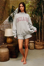 Heather Grey Crimson Stripe 'INDIANA' Stripe Embroidered Sweatshirt
