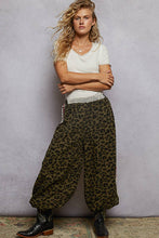 Olive Leopard Leopard print crochet patch elastic waist woven jogger POL pants