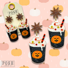 Black Halloween pumpkin drink earring
