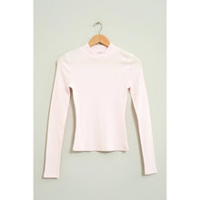 Pale Pink Textured High-Neck Fitted Top