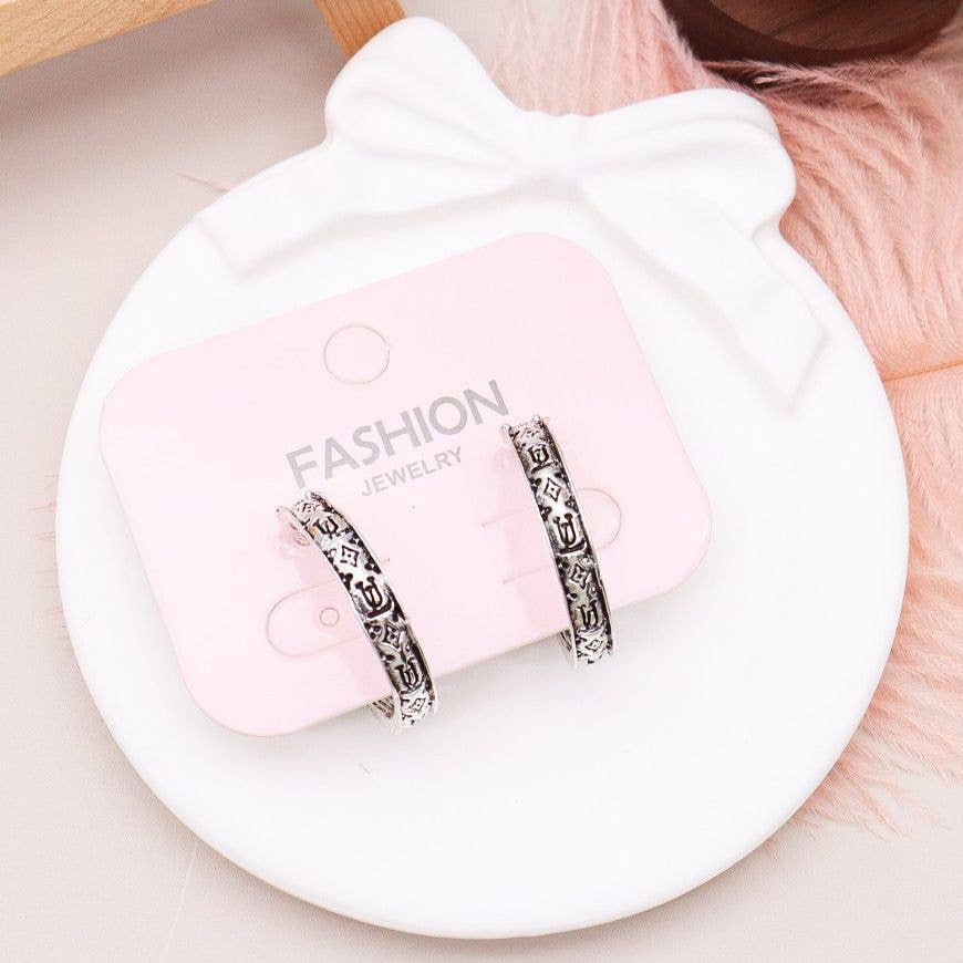 12pk aztec patterns Fashion Hoop Earrings