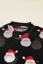 Black Christmas Santa Mesh Long Sleeve Top