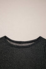Black Metallic Glitter Mesh Long Sleeve Top