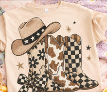Ivory Western Cowgirl Boots Graphic Tee