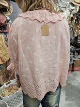 Pink Eyelet Linen Rare Bird Top