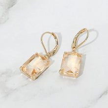 Aqua Rectangular Glass Stone Drop Dangle Earrings