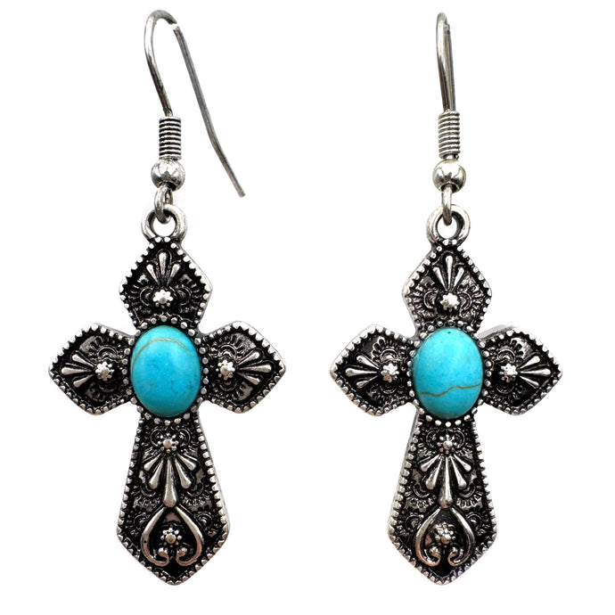 Roman Cross Earrings: Silver
