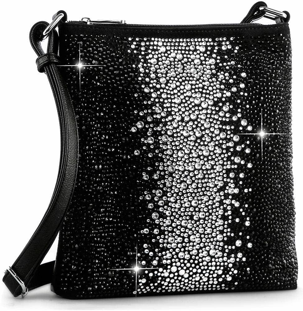 Black Glamorous Rhinestone Design Crossbody Sling