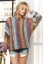 Burgundy Multi Boat Neck Stripe Sweater