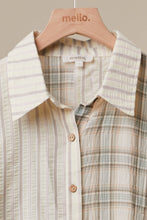 Beige Bohemian Lace Panel Mixed Stripe Shirt