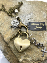 Boho Heart Lock Charm Necklace