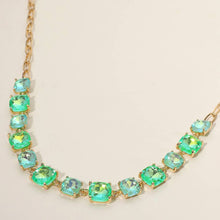 Coral Neon Cushion Square Stone Link Evening Necklace