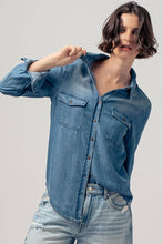 White Classic Tencel Utility Casual Button Down Chambray Urban Daizy Shirt