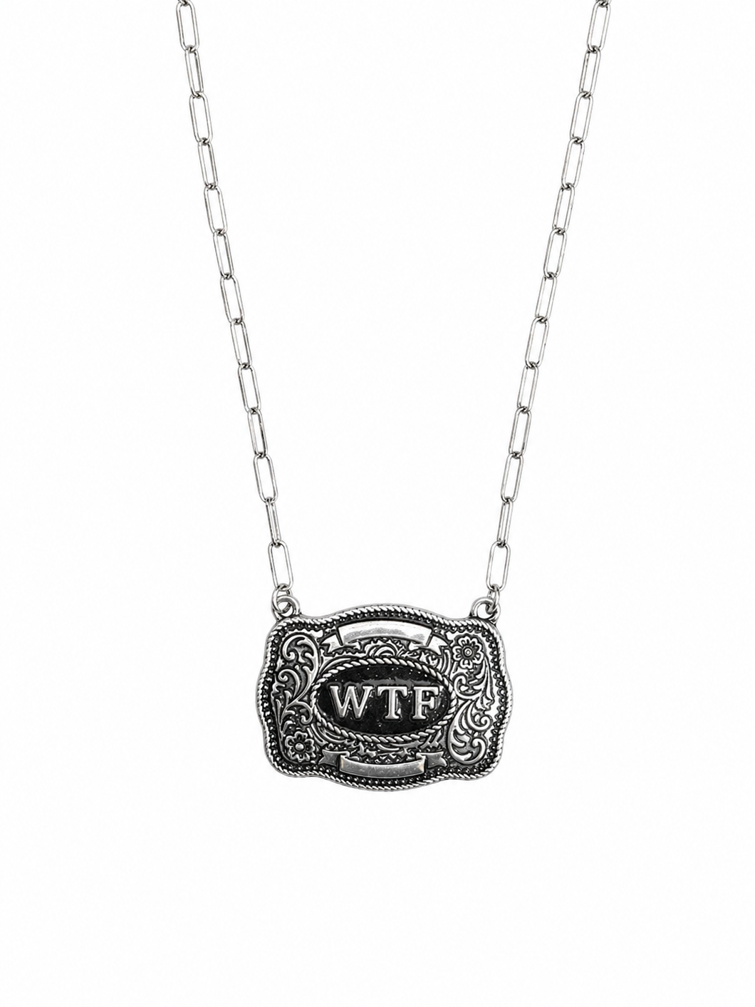 WTF Western Belt Buckle Necklace
