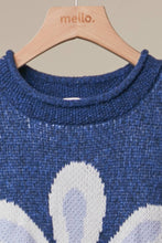 Navy Oversized Daisy Knit Sweater