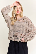 Khaki Crochted Open Knit Pullover