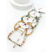 Hammered Cross Bead Stretch Bracelet: MIX COLOR / ONE(12)