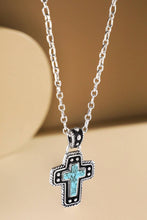 Western TXR Hand Stone Cross Necklace: SBTQ-TURQUOISE
