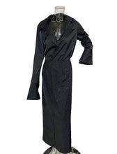 Black Bell Sleeve Top and High-Slit Sequined Maxi Skirt Set