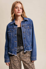 Blue Haze Ruffled Hem Denim Jacket