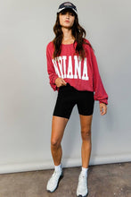 'INDIANA' Red  Comfy Oversize Graphic Sweatshirt