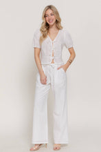 Off White Eyelet Woven Long Pants