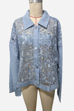 Light Blue Sheer Patchwork Denim Jacket