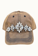 Gray Wax Cotton Dad Cap with Bejewelled Glitz: