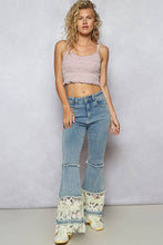 Denim Lace see through patch flared POL Pants