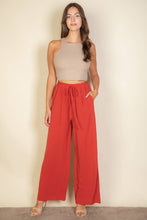 Drawstring waist wide leg minimalist pants: Black / S