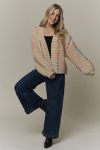 Ivory Multicolor Stitch Knit Cardigan