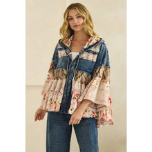 Denim Floral Ruffle Hooded Lace Flannel Oli+Hali Jacket