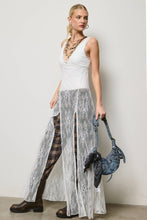 Off White Sheer Lace Maxi Dress with Bodysuit