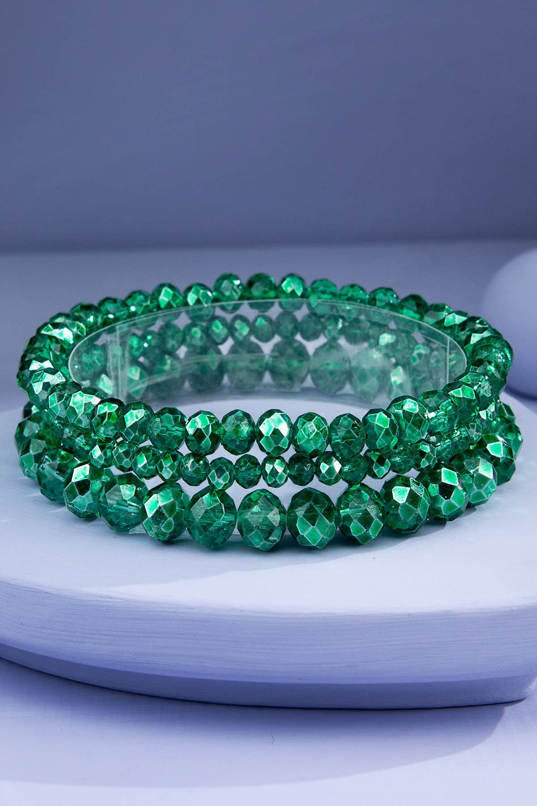 Emerald Isle 3 Strand Glass Bead Bracelet Set
