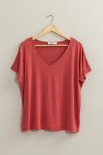 Brick V Neck Dolman Short Sleeve Top